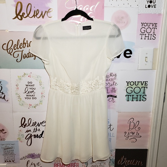 Topshop Dresses & Skirts - Topshop Ivory Dress with lace detail on waist
